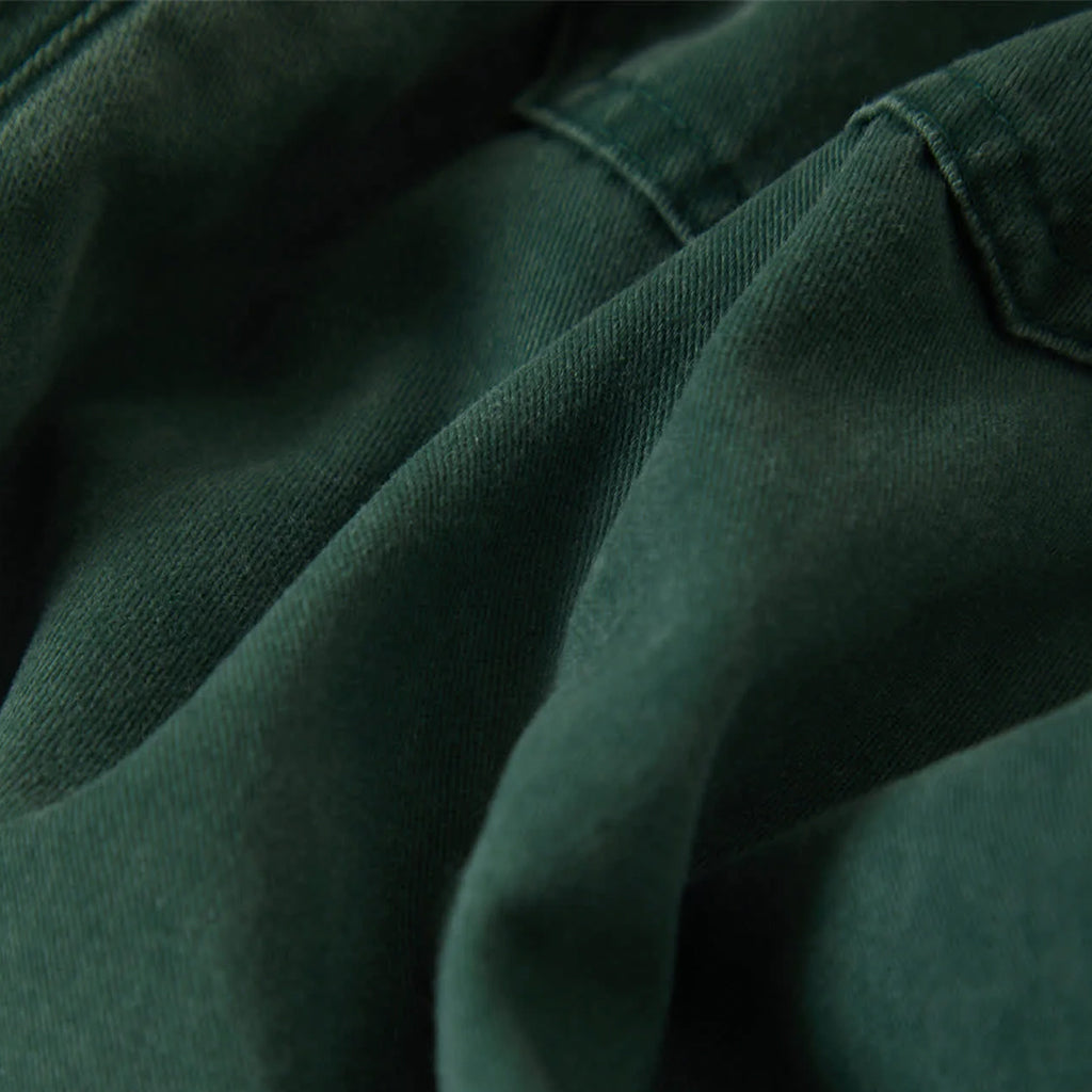 Close-up of dark green fabric texture