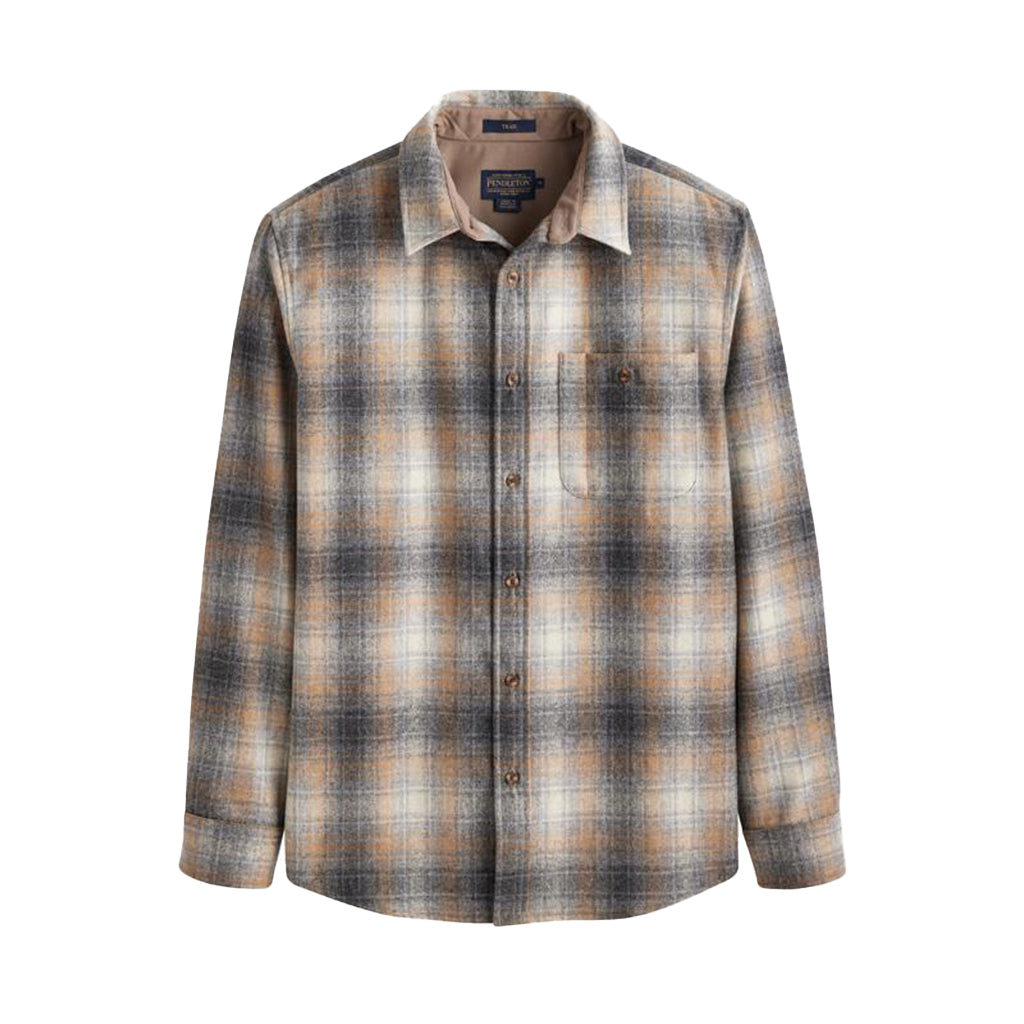 Pendleton deals Men's Virgin wool Flannel size L Tan button Up Long Sleeve Plaid Shirt