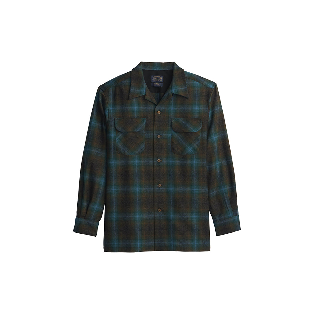 Plaid shirt with a visible brand logo on a white background