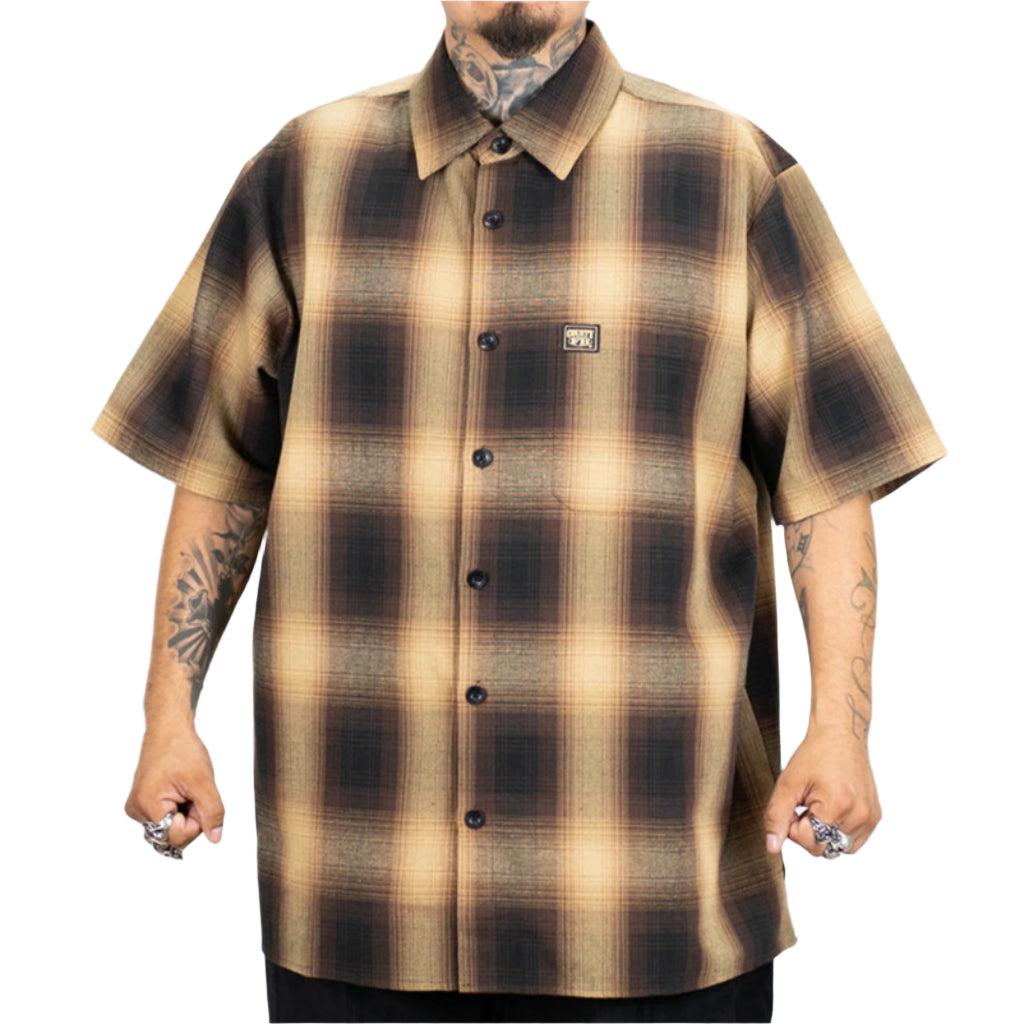 Short Sleeve Checker Flannel Black/Tan