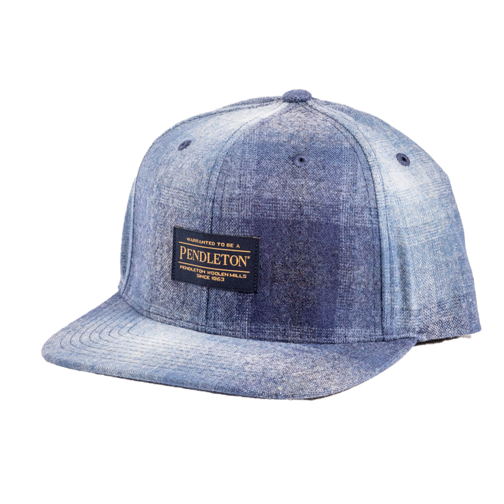 Plaid Flat Brim Hat Navy Mix Ombre