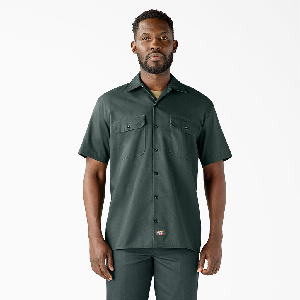 Short Sleeve Flex Twill Work Shirt Hunter Green