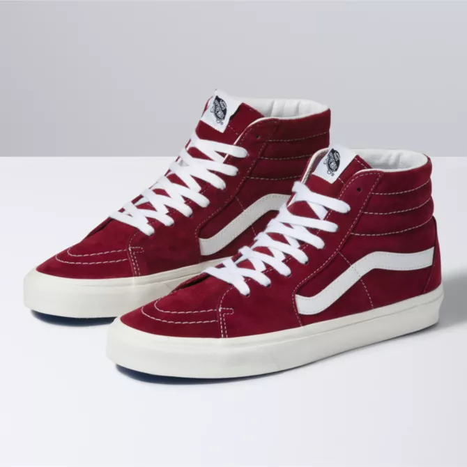 Vans Sk8 Hi Pig Suede Red Shoe Gunthers Supply And Goods