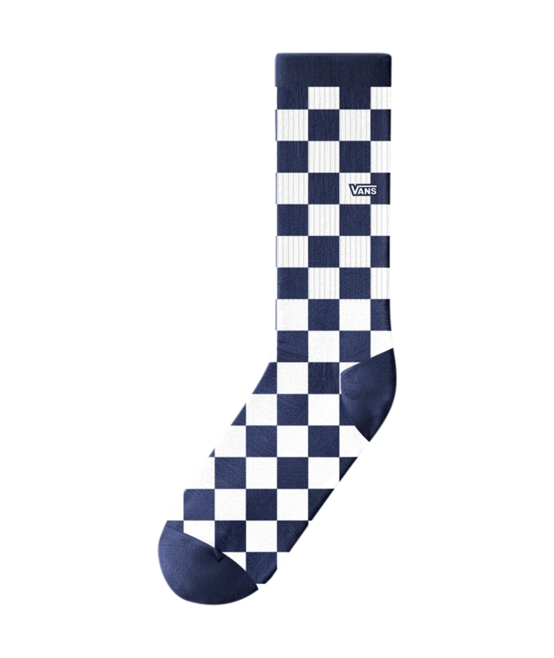 Checkerboard Crew Socks Deep Indigo