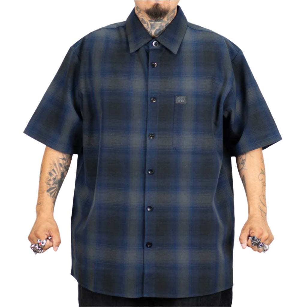 Checker S/S Flannel Royal/Black/Grey