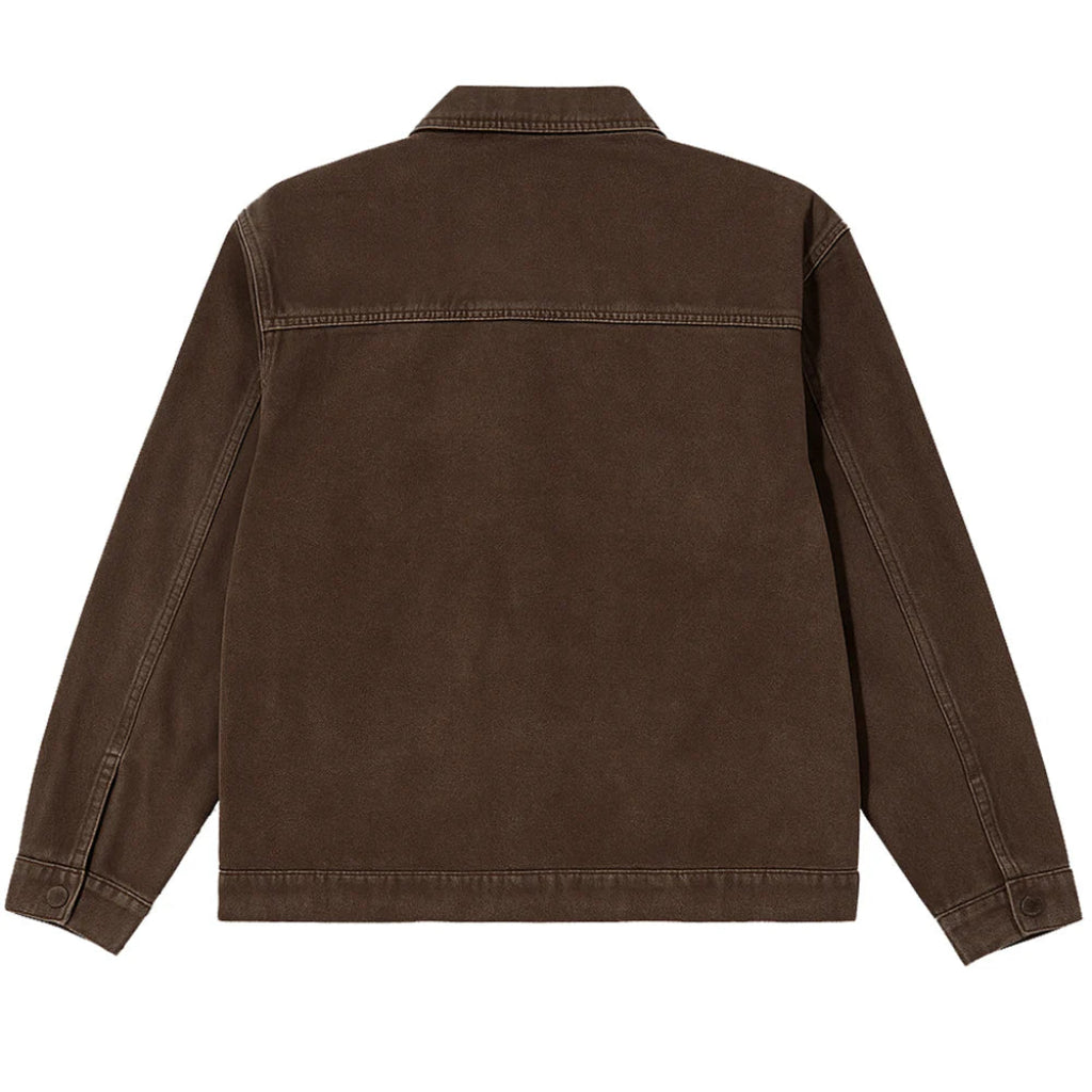 Brown denim jacket on a white background