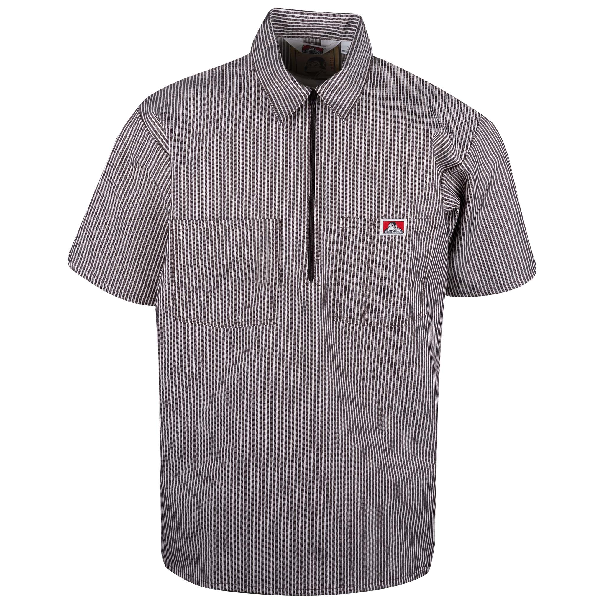 Half Zip Short Sleeve Stripe Brown Front