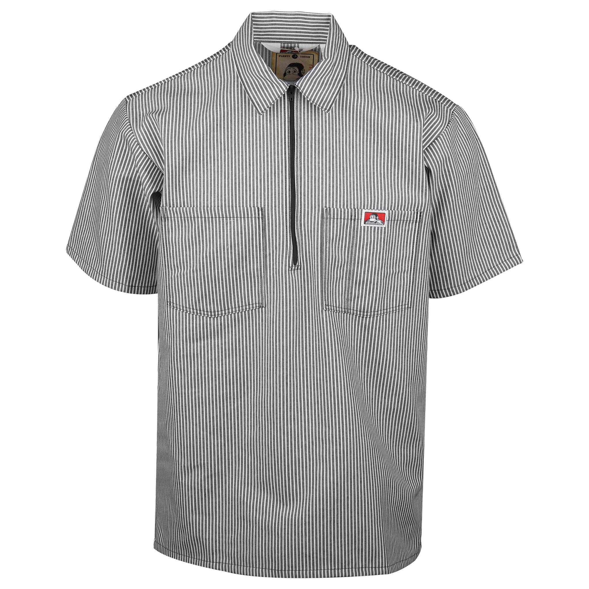 Half Zip Short Sleeve Stripe Black Front