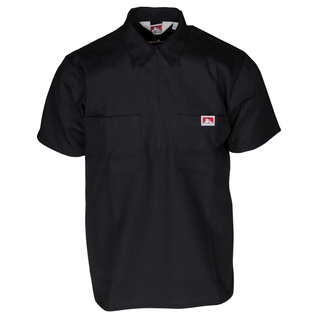 Ben Davis Half Zip Short Sleeve Black Shirt