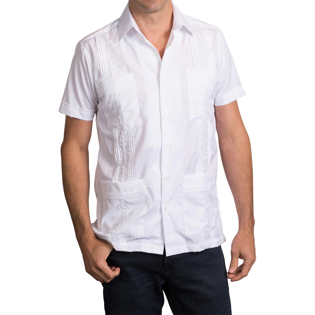 S/S Cotton Blend Guayabera White