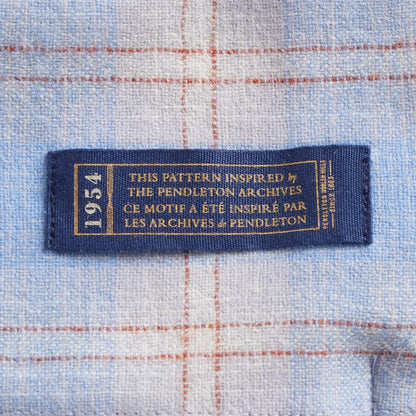 Textile label on a plaid fabric with 'Pendleton' branding