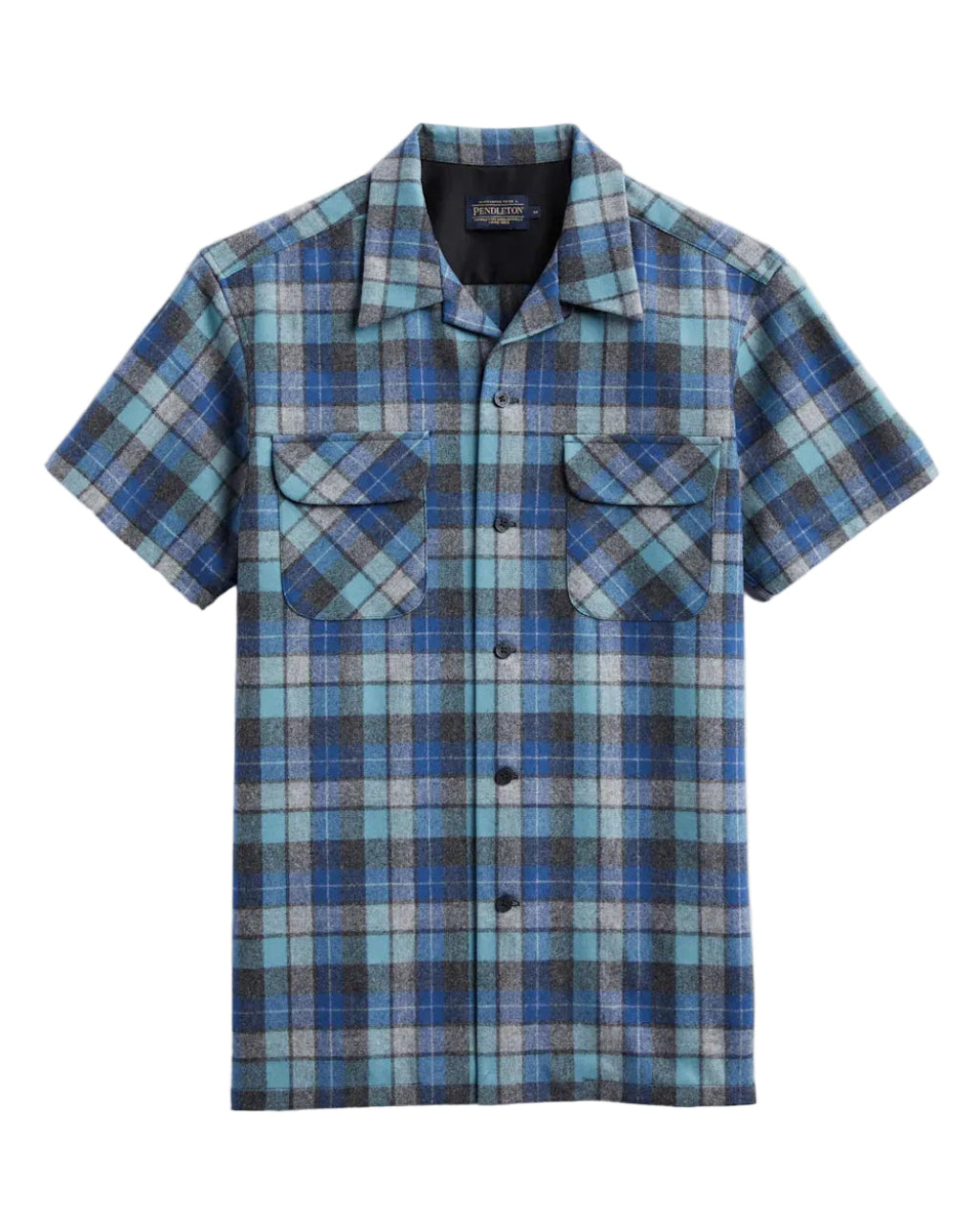 Blue plaid shirt on a light white background
