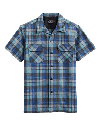 Blue plaid shirt on a light white background