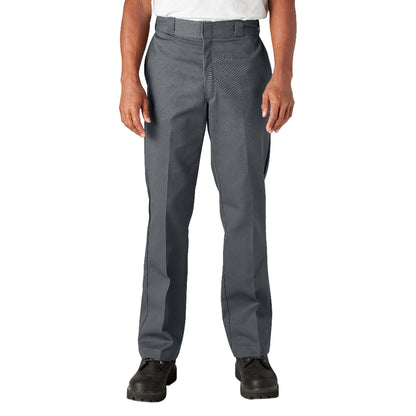 Person wearing gray pants on a white background
