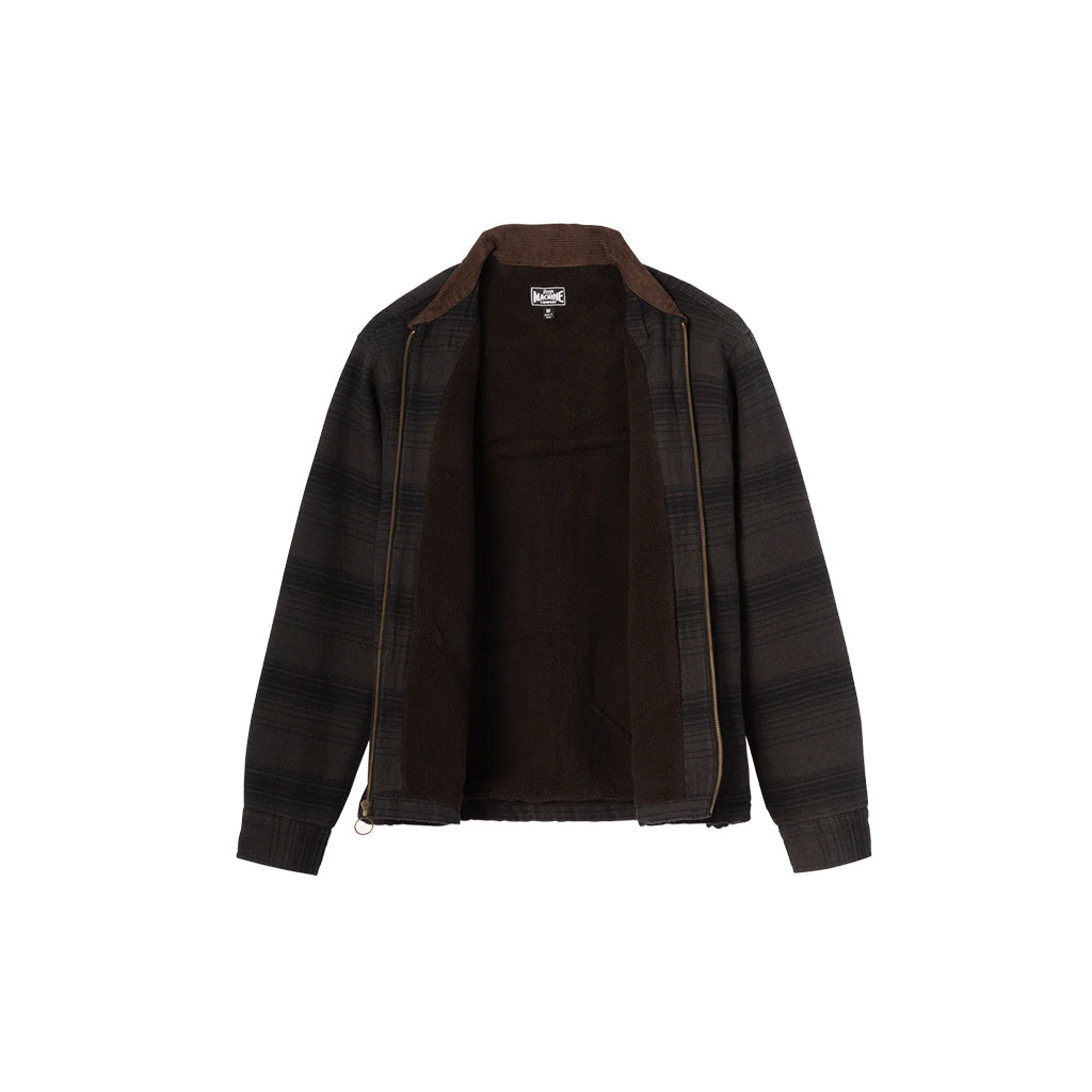 Brown jacket with striped pattern on a white background