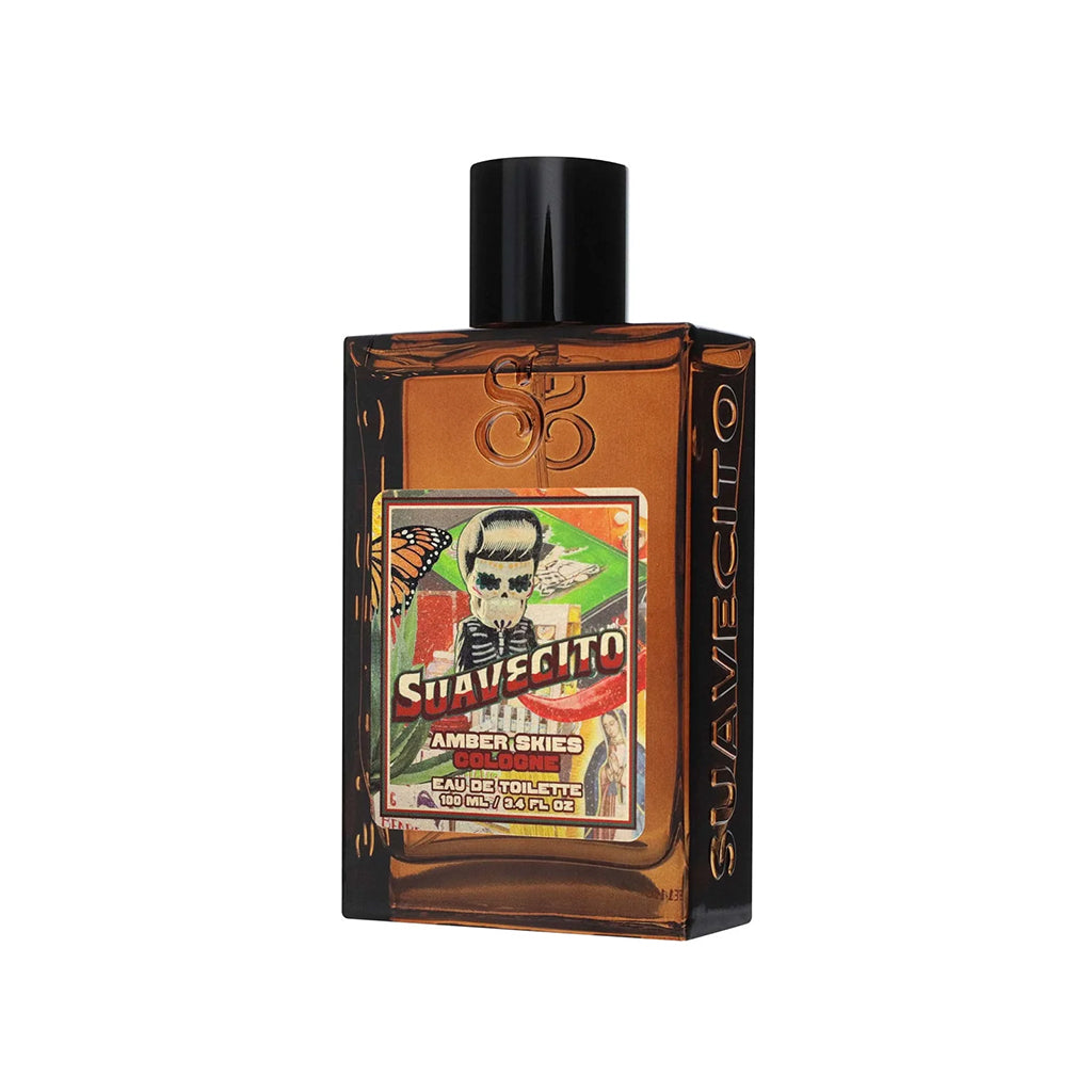 Suavecito Amber Shakes cologne bottle on a white background