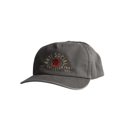 Gray cap with 'Anti Social Hot Club' text on a white background