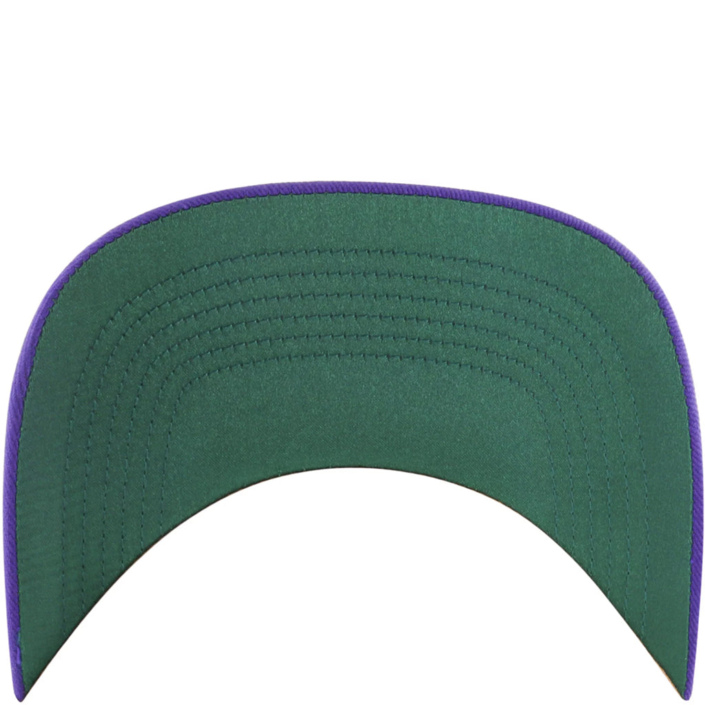 Green and purple cap on a white background