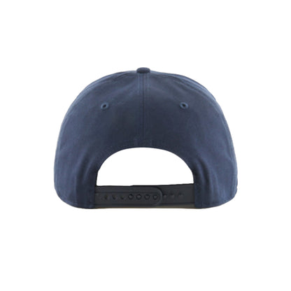 Navy blue baseball cap on a white background