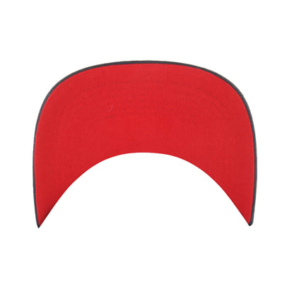 Red curved object on a white background