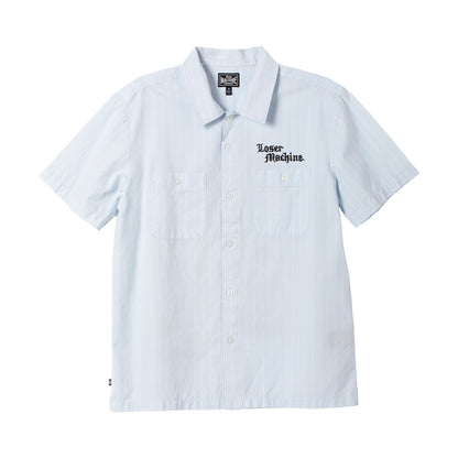 Light blue short-sleeve shirt with 'Loser Machine' text on a white background