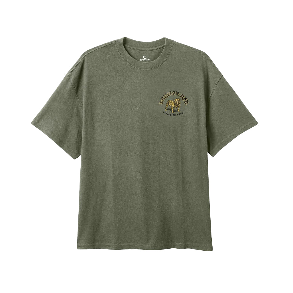 Green t-shirt with a logo on a white background