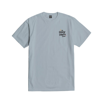 Light blue t-shirt with a logo on the chest against a white background