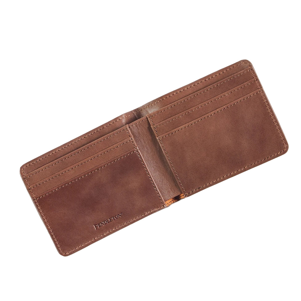 Brown leather wallet on a white background