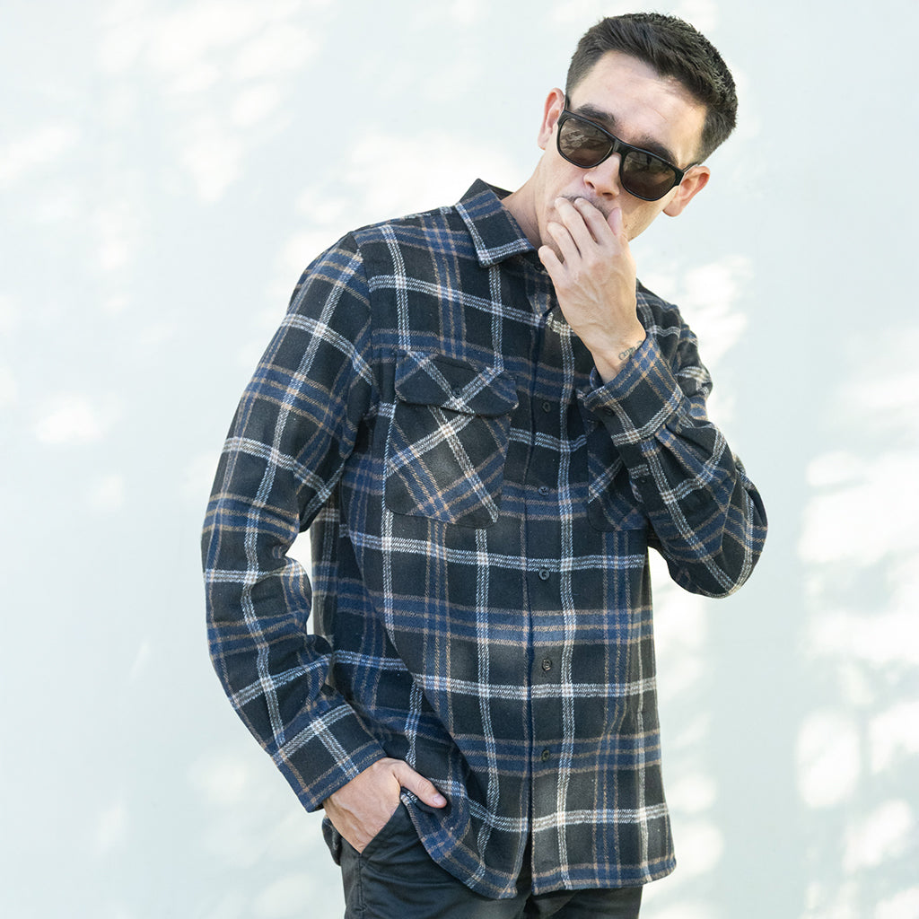 Birch Flannel Black Navy Plaid
