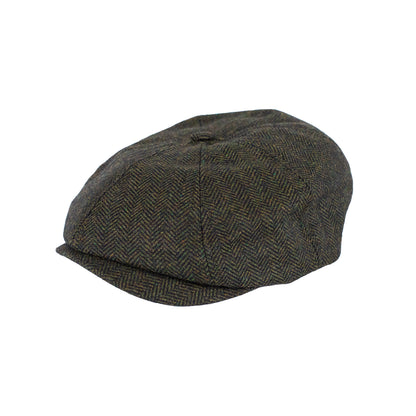 Herringbone patterned cap on a white background