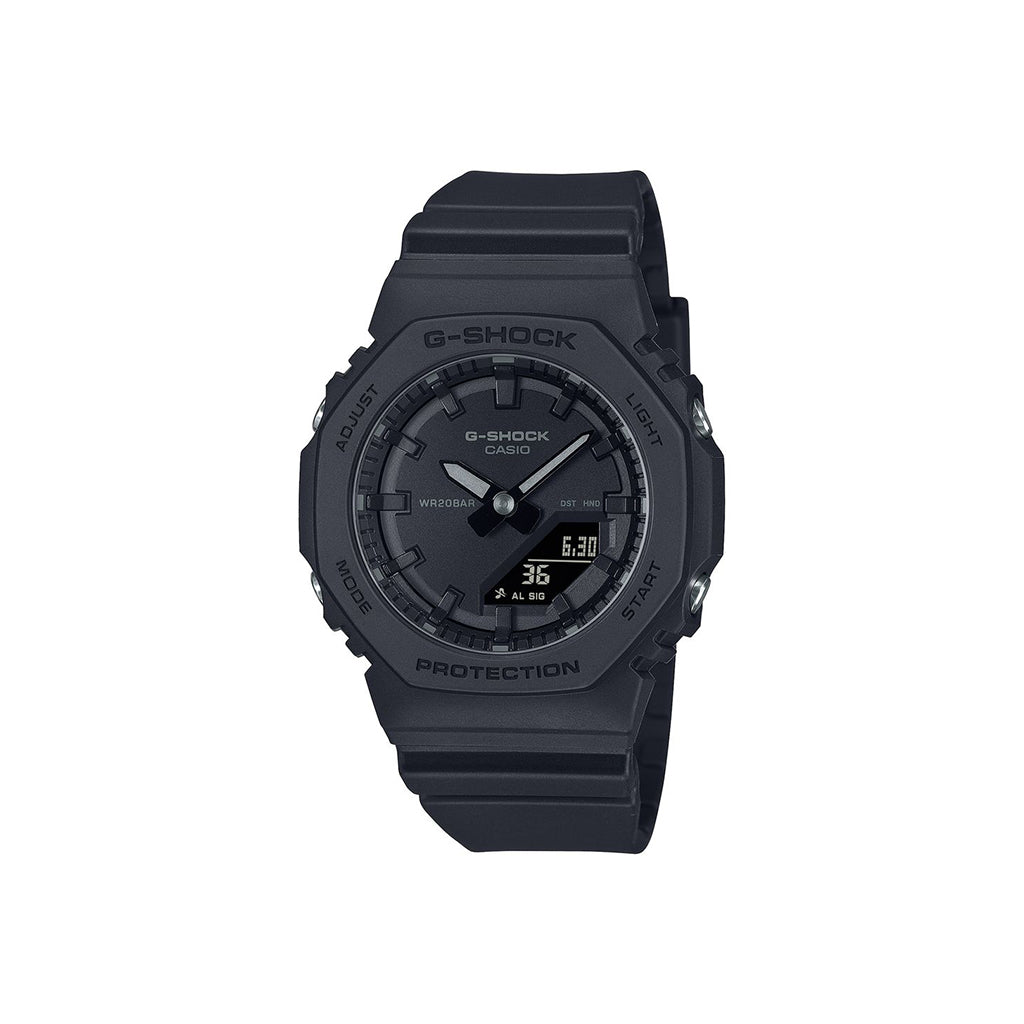 Black G-Shock watch on a white background