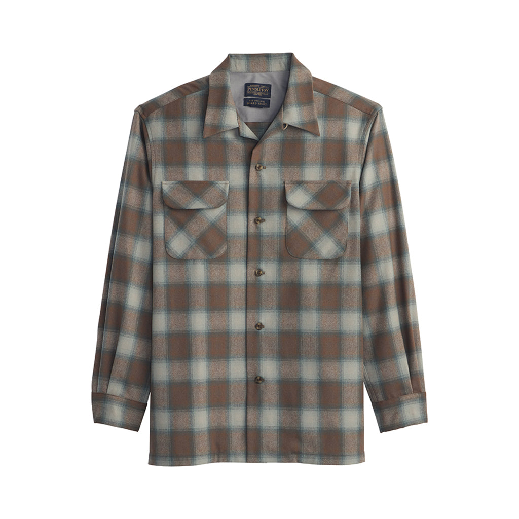Plaid shirt with two front pockets on a white background
