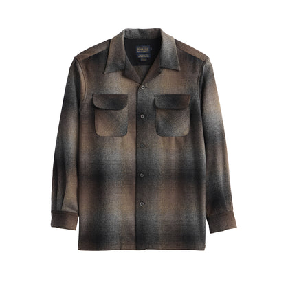Flannel shirt with two chest pockets on a white background