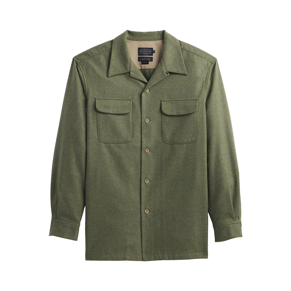 Green shirt with two front pockets on a white background