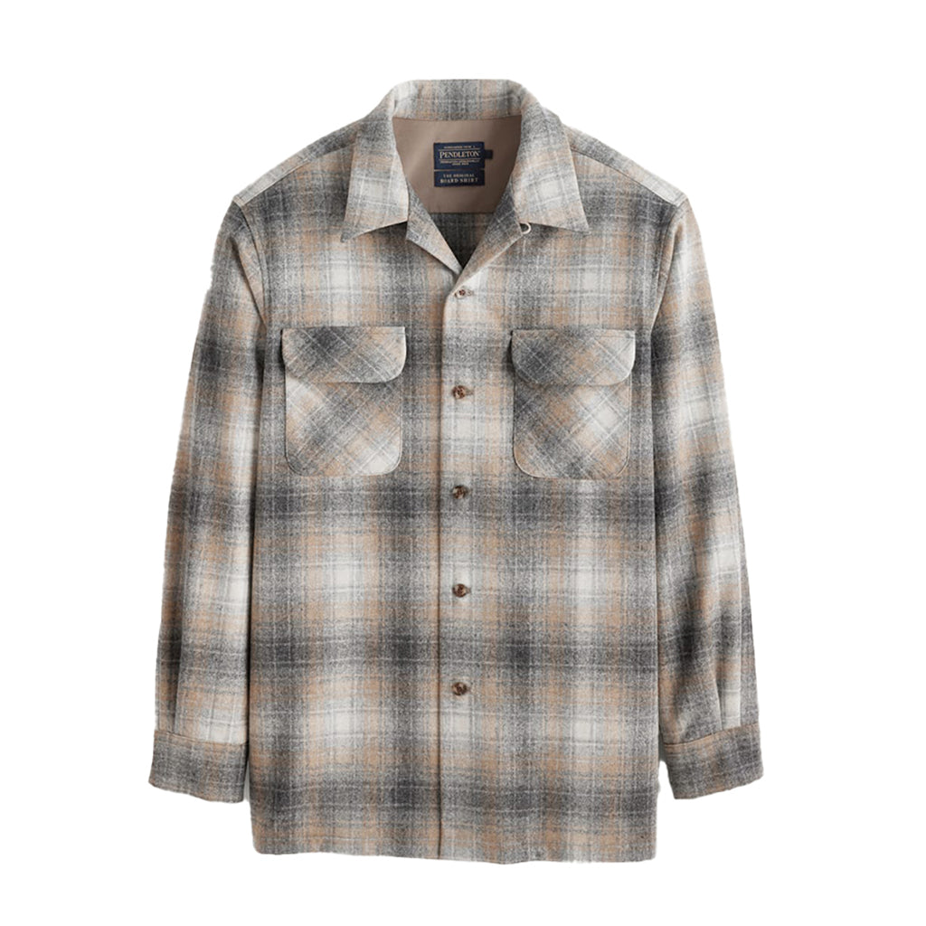 Plaid shirt with button details on a white background