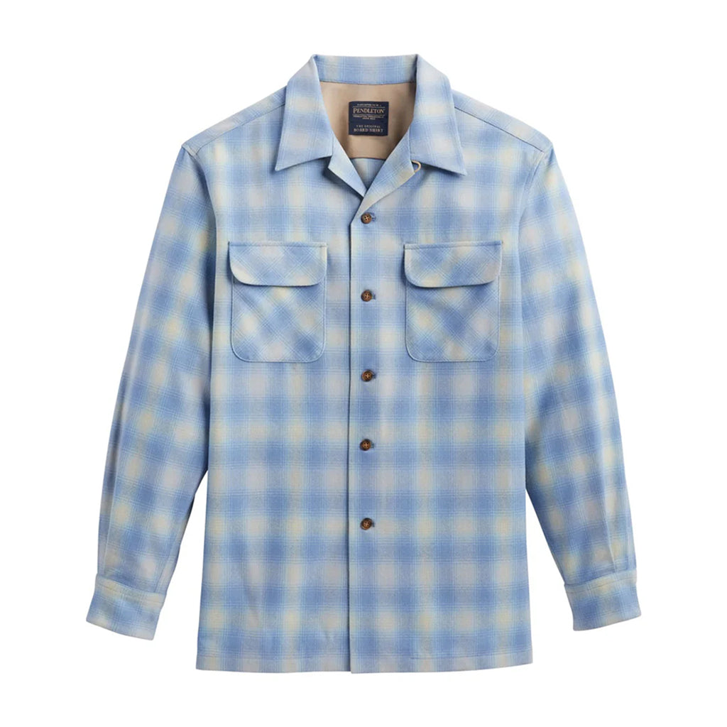 Blue and white plaid shirt on a white background