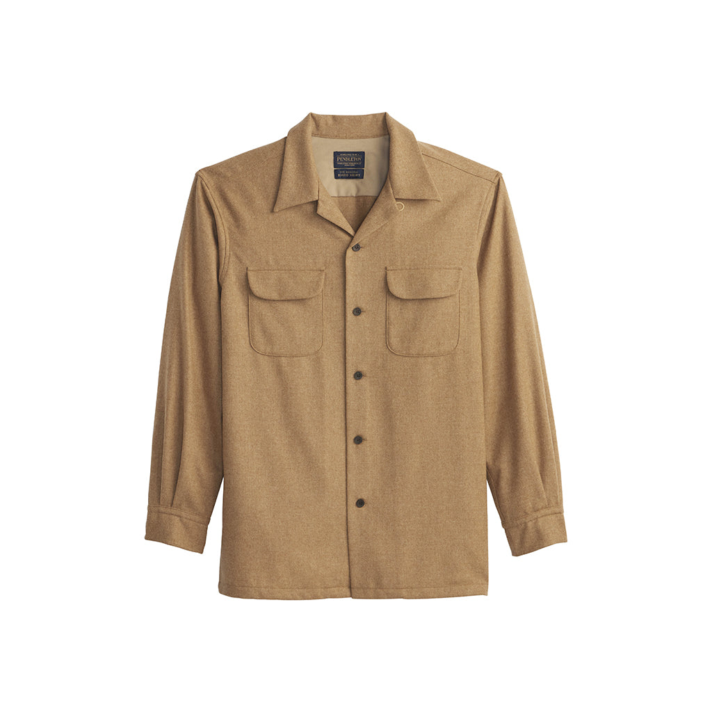 Brown shirt with two front pockets on a white background