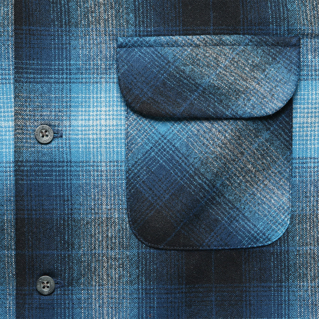 Close up of a Pendleton Board Shirt in Turquoise