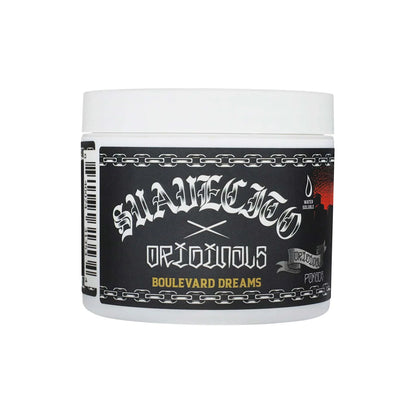 Jar of hair product with Suavecito X Originals branding on a white background