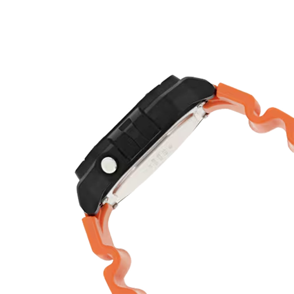 Black and orange tool with a white background