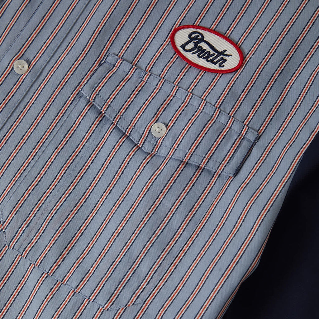 Brixton | Builder Olson S/S Woven Blue Aura Stripe | Shirt