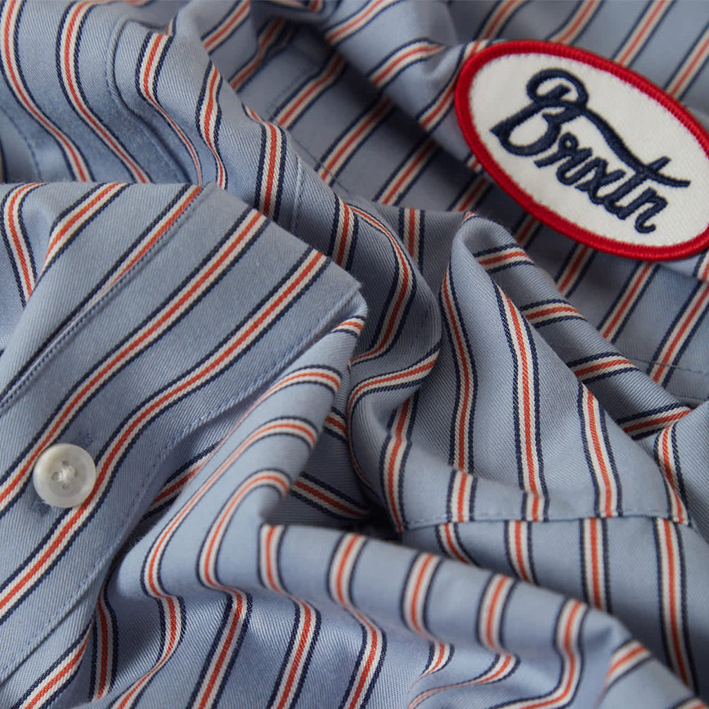Brixton | Builder Olson S/S Woven Blue Aura Stripe | Shirt