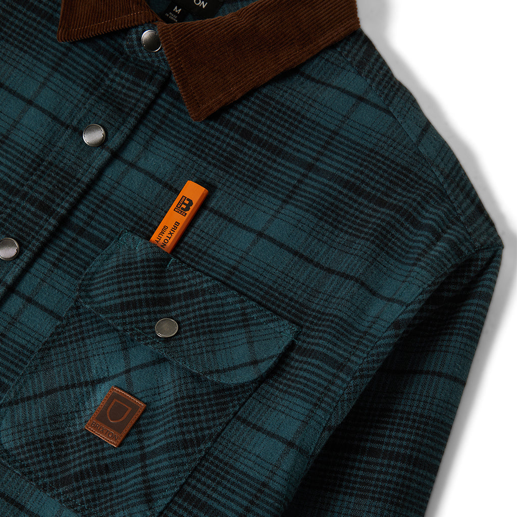 Close up of the pencil pocket on the Brixton jacket. 