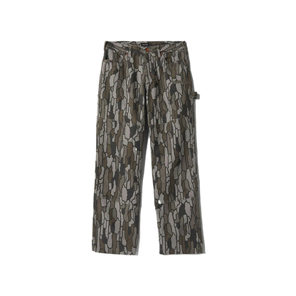 Camouflage-patterned pants on a white background