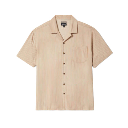 Beige short-sleeve shirt with a collar on a white background