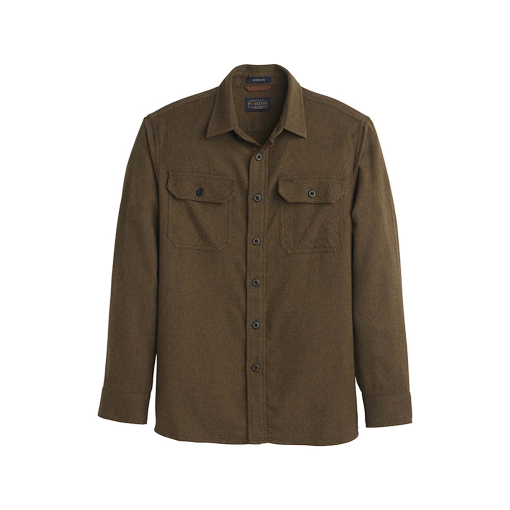 Brown shirt jacket on a white background