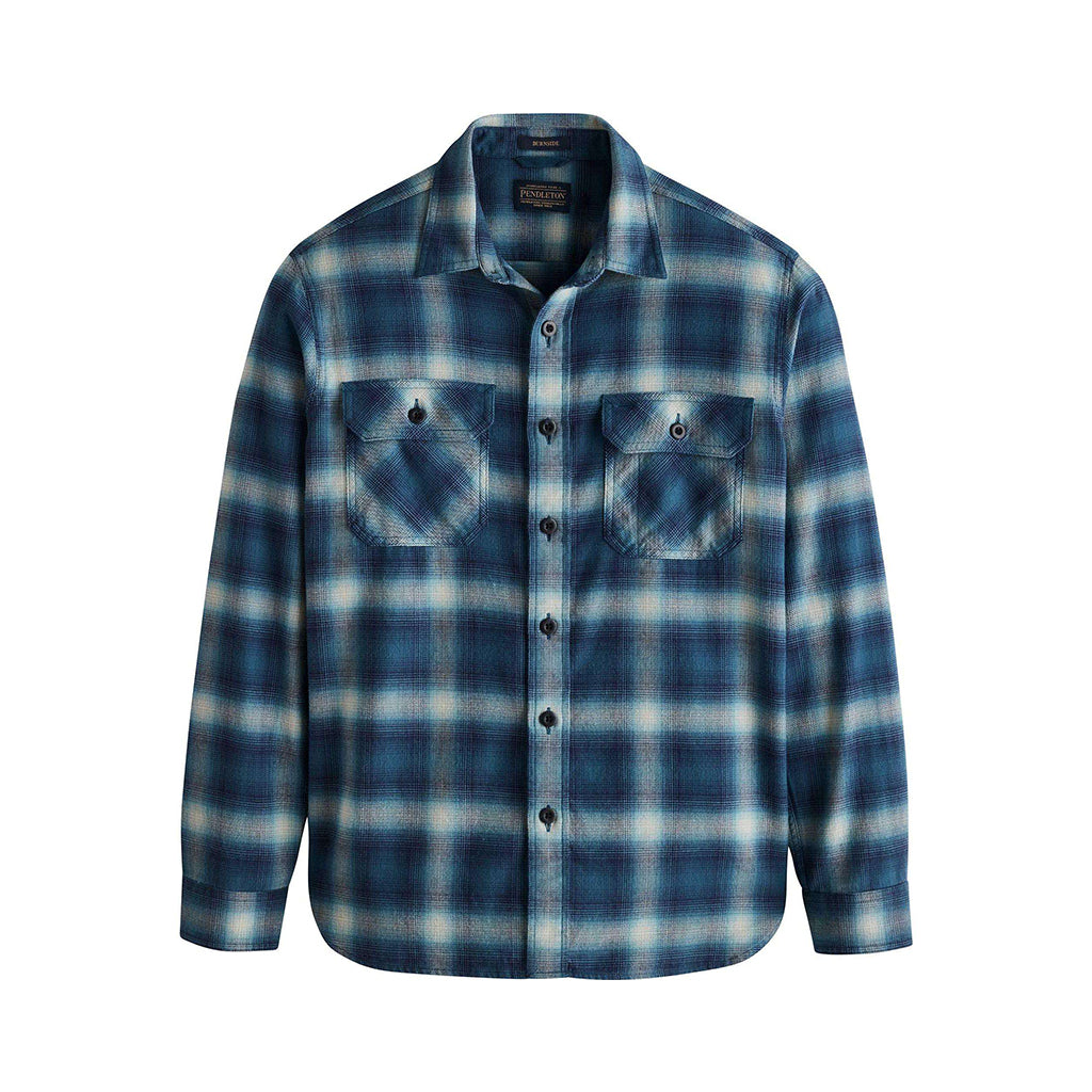 Blue plaid shirt on a white background