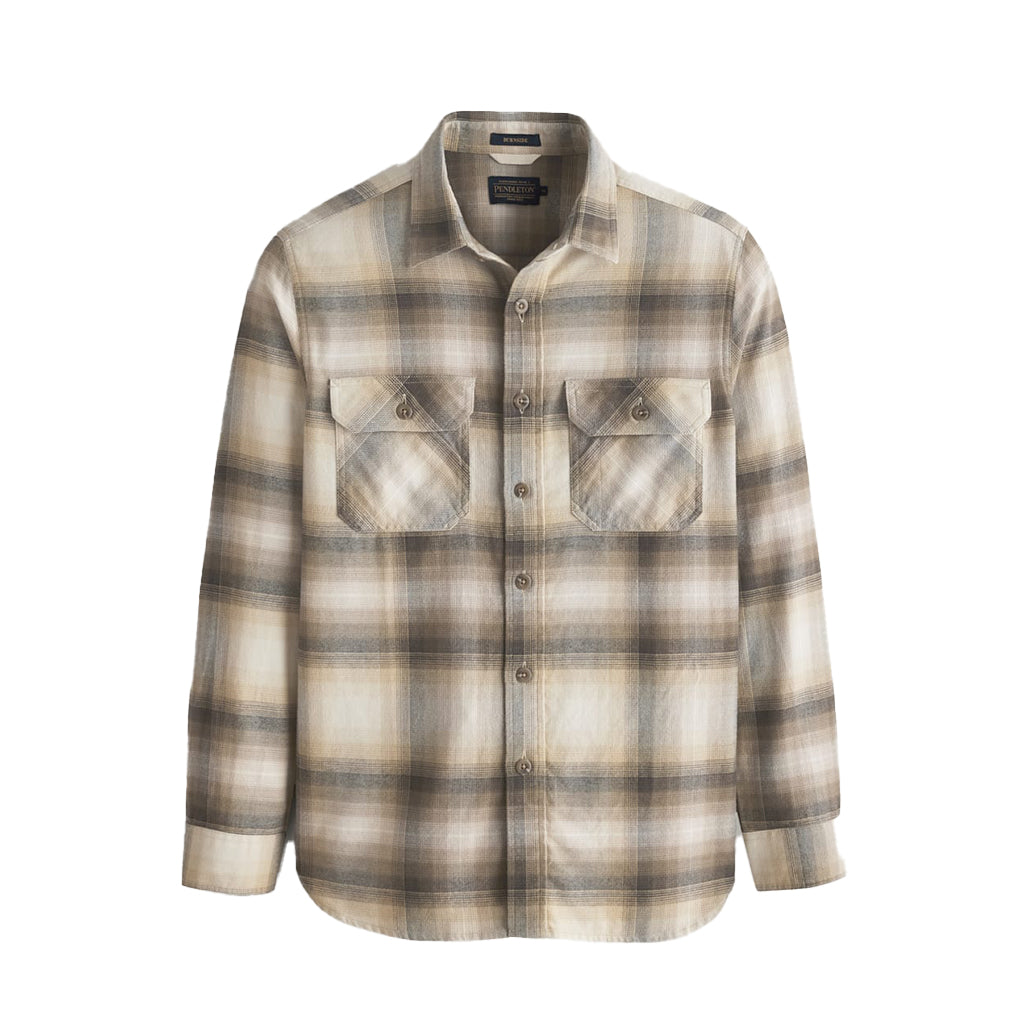 Plaid shirt with two front pockets on a white background