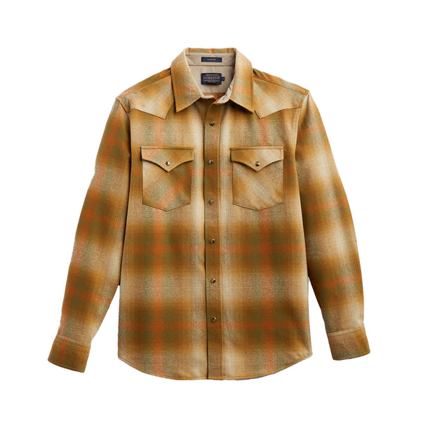 トップス 70s Pendleton ombre wool western shirt Mens wool Shirt | Pendleton Canyon Shirt 1974 Copper/Grey