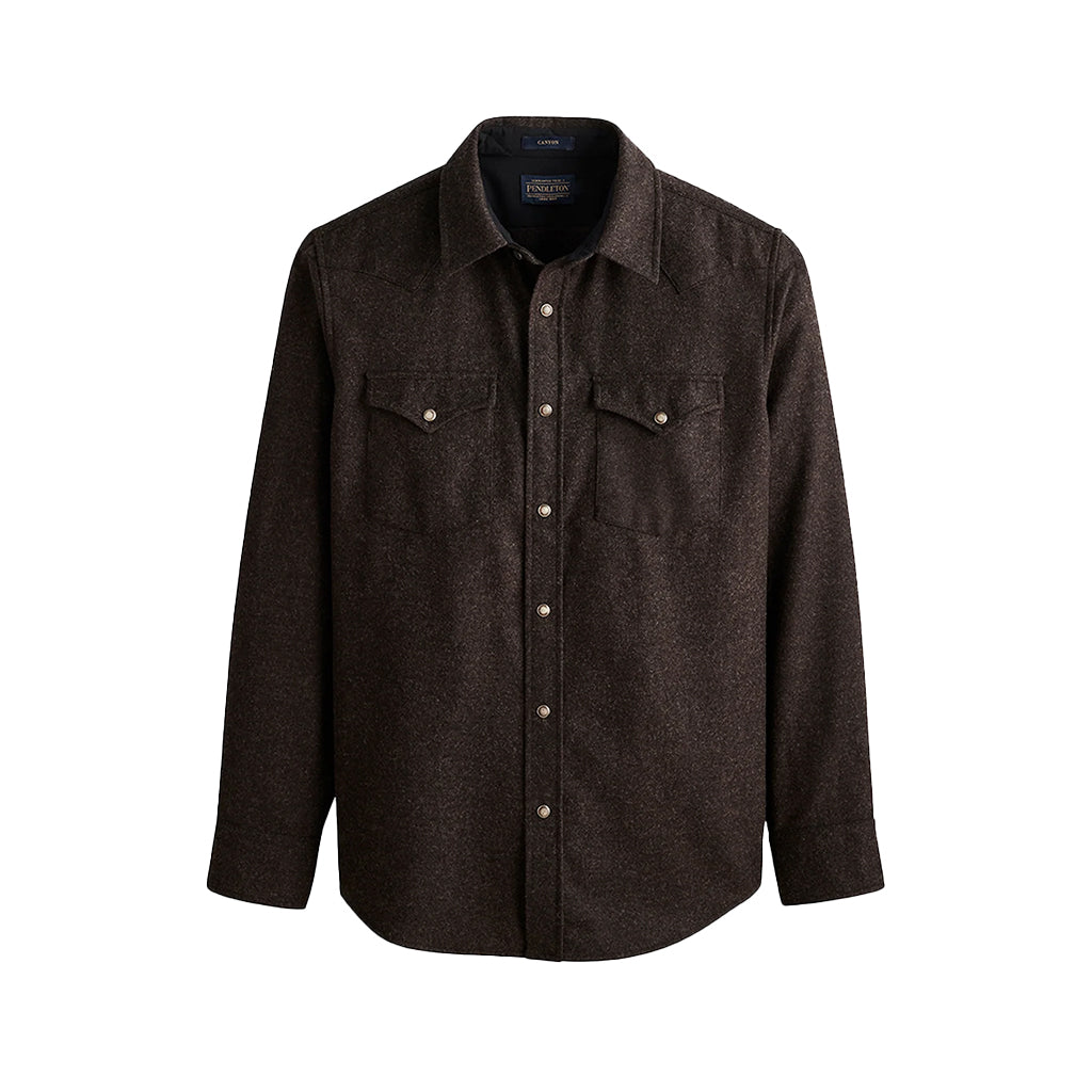 Dark brown flannel shirt on a white background